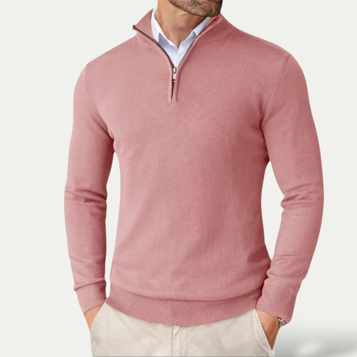 Pull en cachemire demi-zip col montant coupe slim homme – Portsall