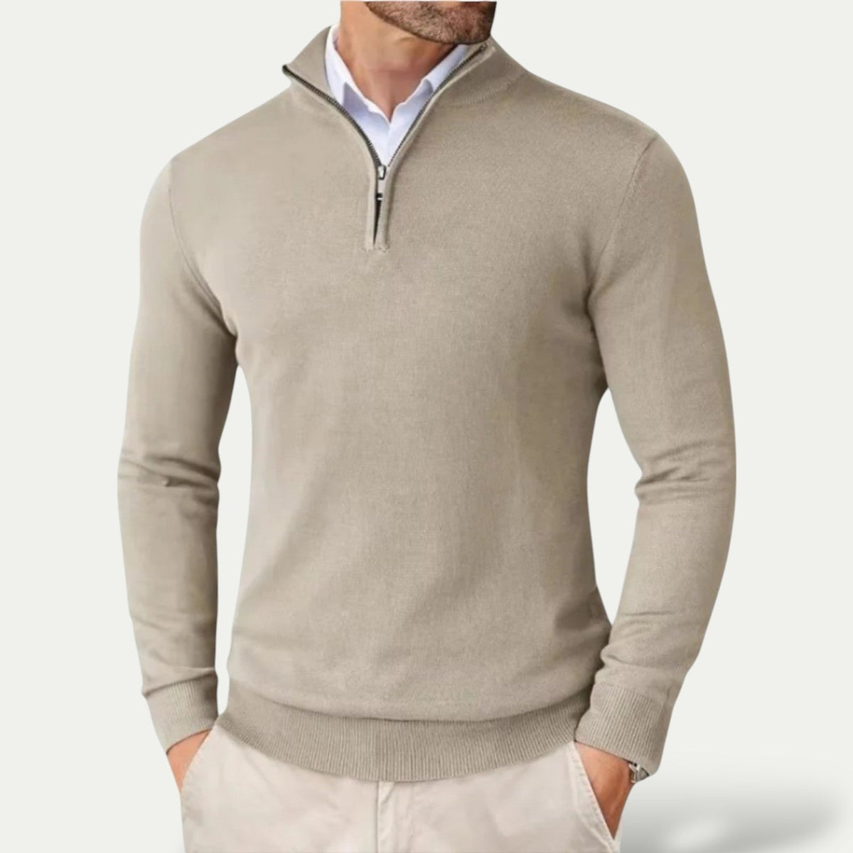 Pull en cachemire demi-zip col montant coupe slim homme – Portsall