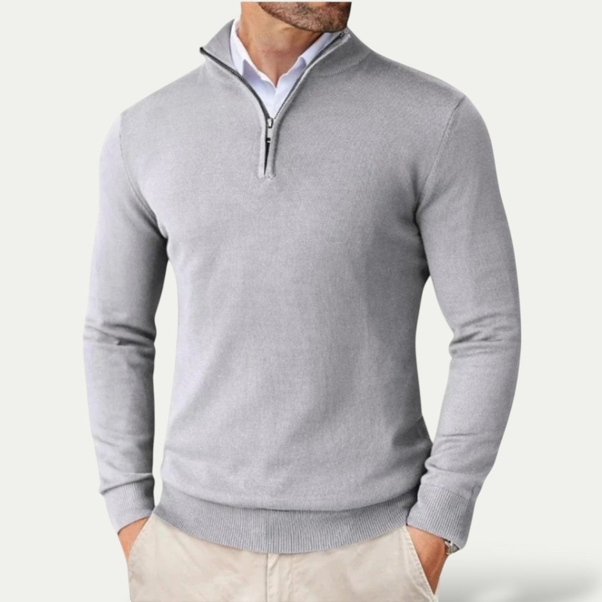 Pull en cachemire demi-zip col montant coupe slim homme – Portsall
