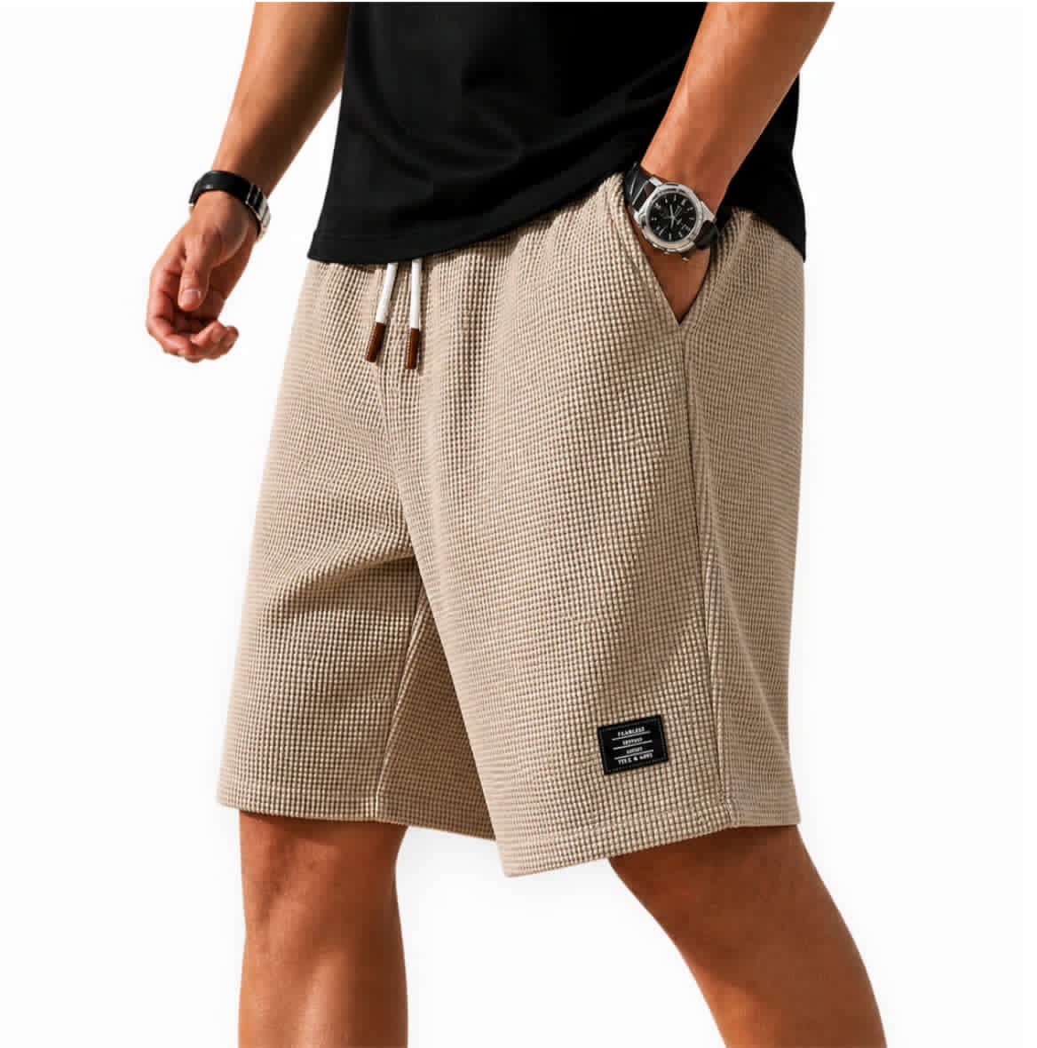 Short en tissu gaufré à cordon