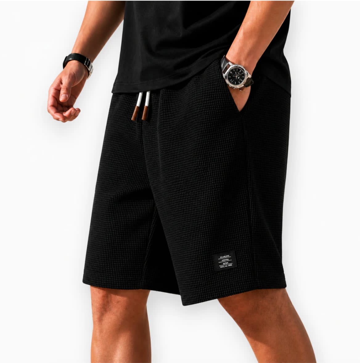 Short en tissu gaufré à cordon