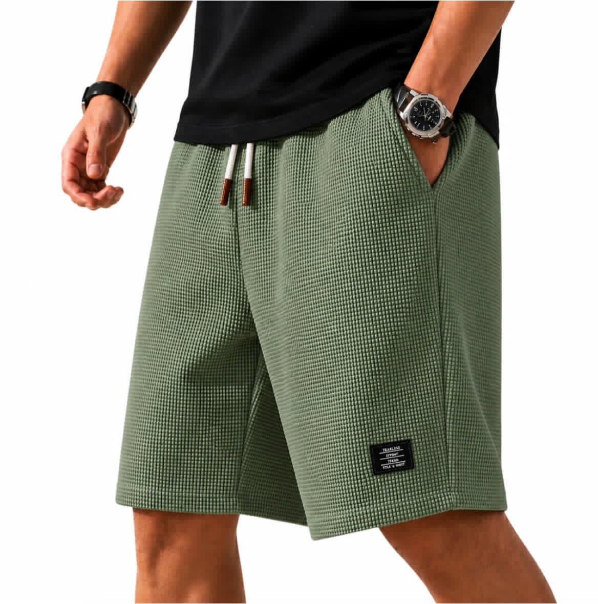Short en tissu gaufré à cordon