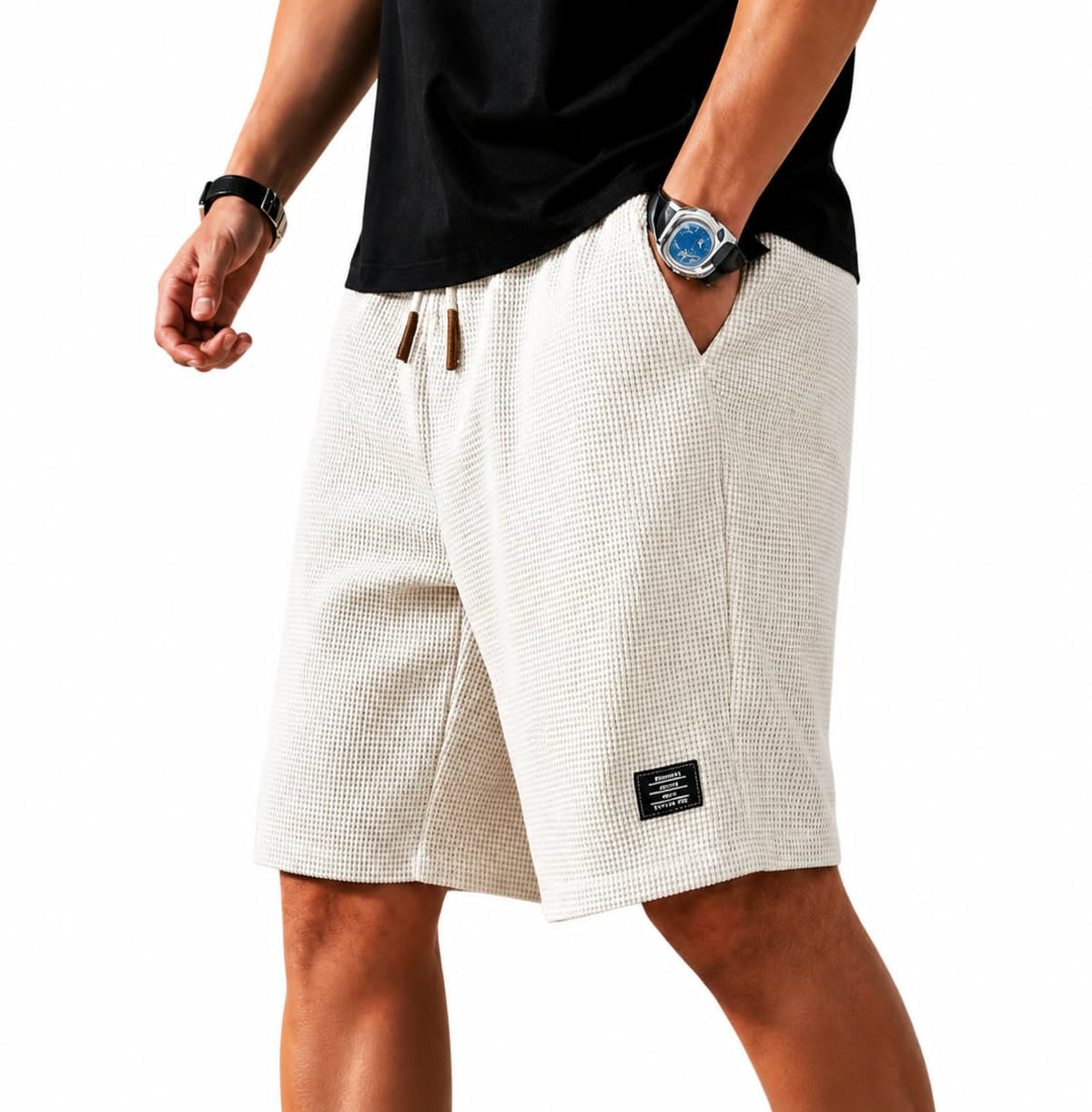 Short en tissu gaufré à cordon