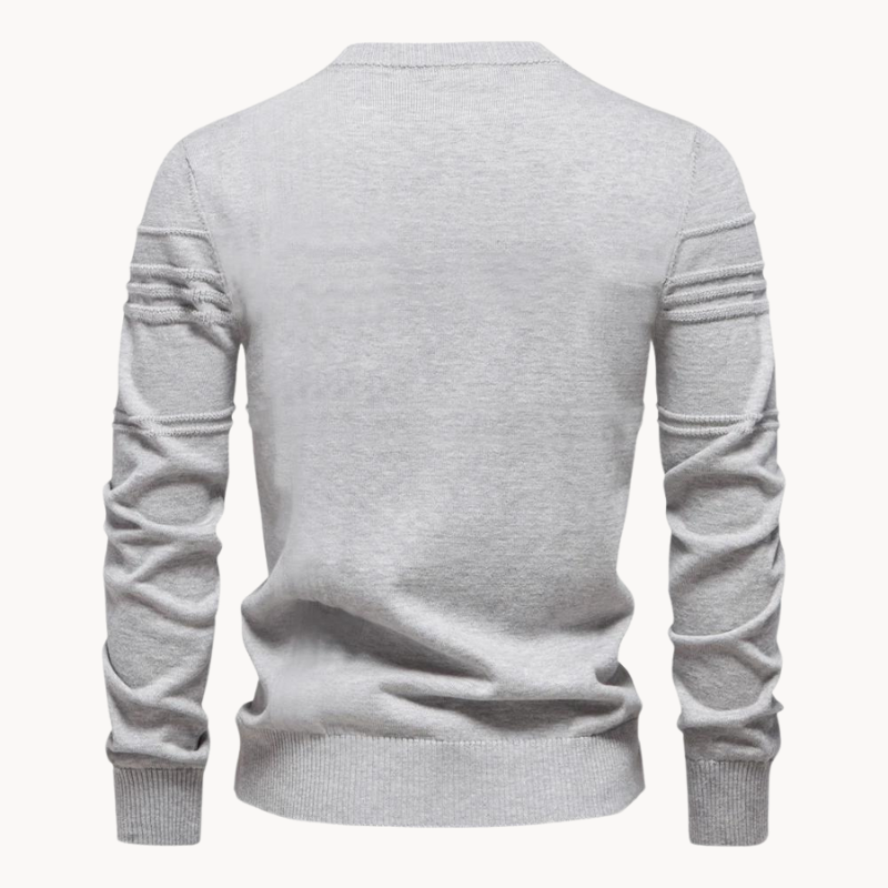 Pull col rond homme, coloris gris clair, vue de dos – Beaubourg