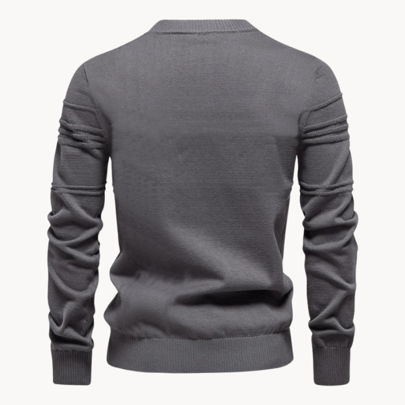 Pull col rond homme, coloris gris, vue de dos – Beaubourg