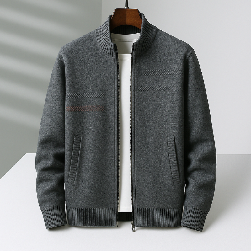 Veste en maille zippée à bords côtelés