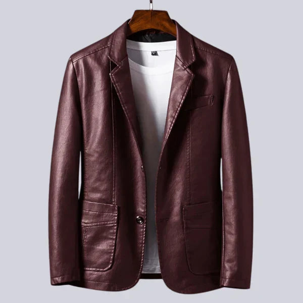 Veste blazer effet cuir à deux boutons