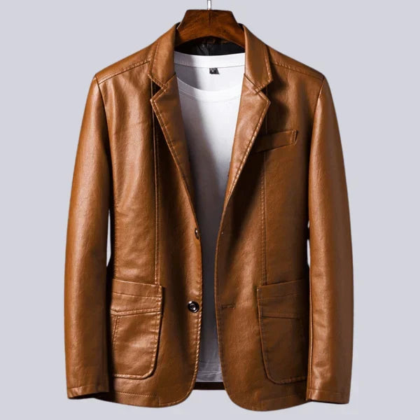 Veste blazer effet cuir à deux boutons
