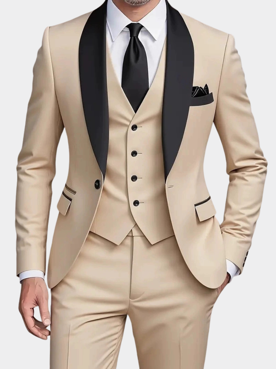Ensemble chemise, gilet col châle et pantalon