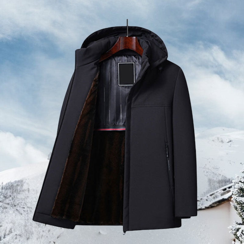 Parka mi-longue à capuche doublée peluche