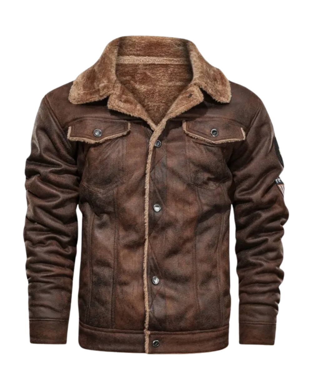 Veste effet cuir doublée façon polaire