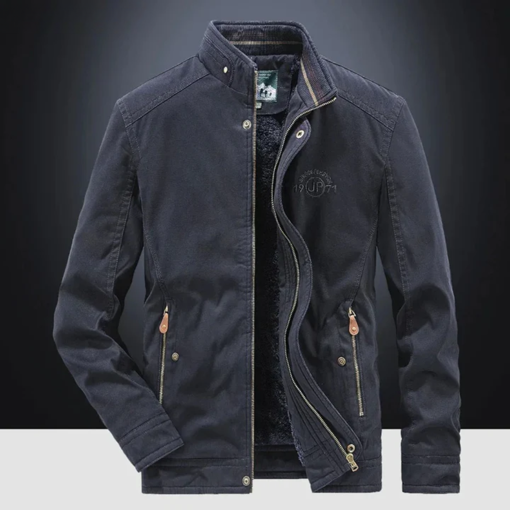 Blouson col montant doublé peluche kaki