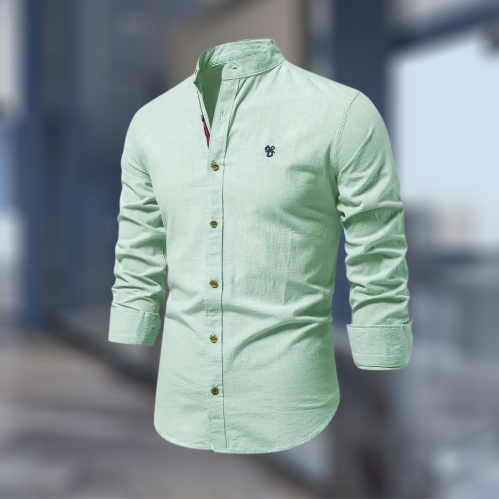 Chemise unie à col officier