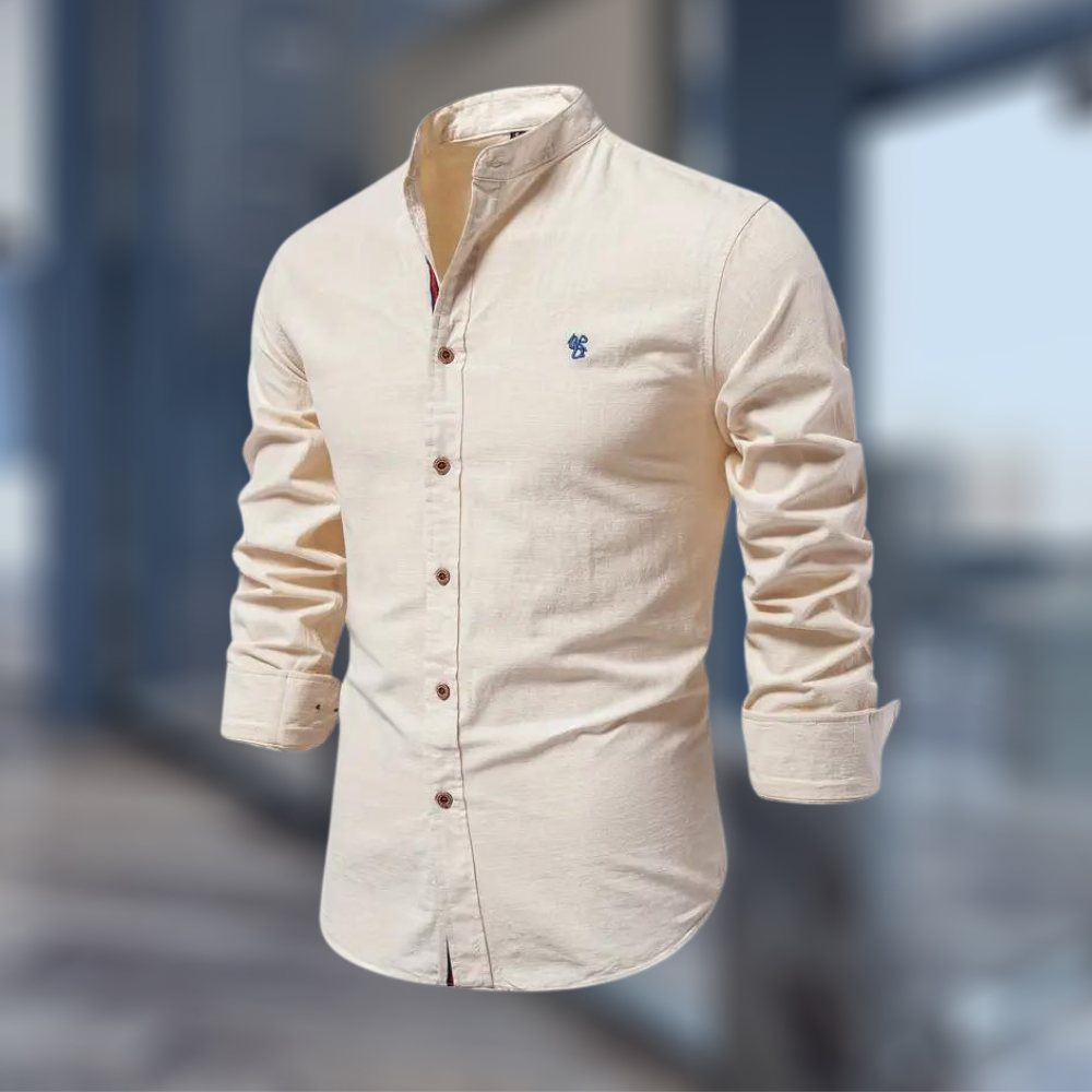Chemise unie à col officier