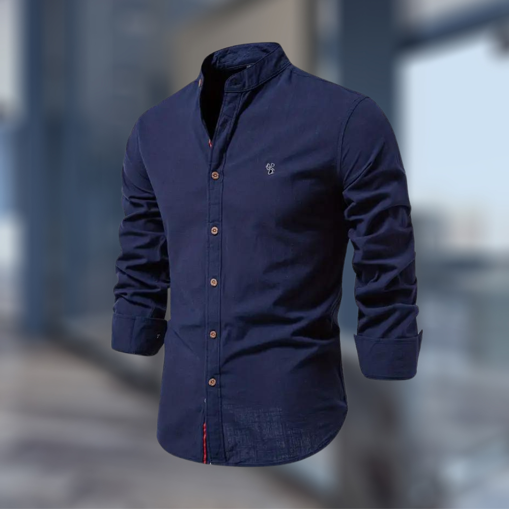 Chemise unie à col officier