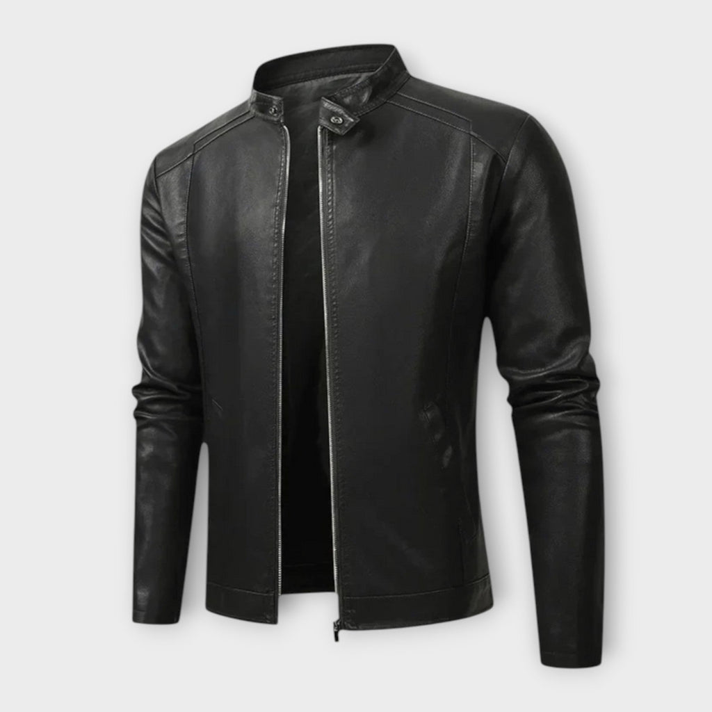 Veste biker effet cuir lisse