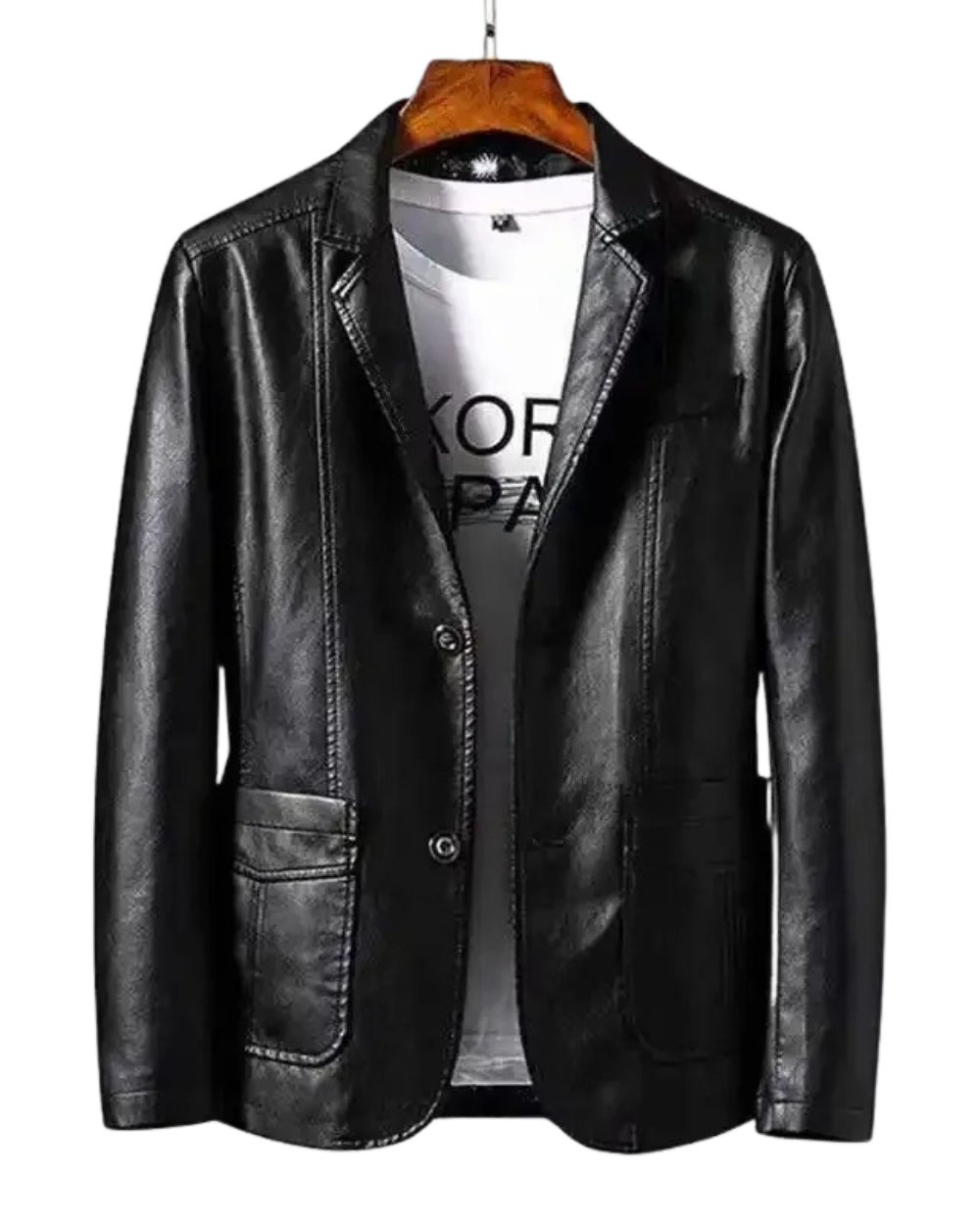 Blazer effet cuir à revers crantés