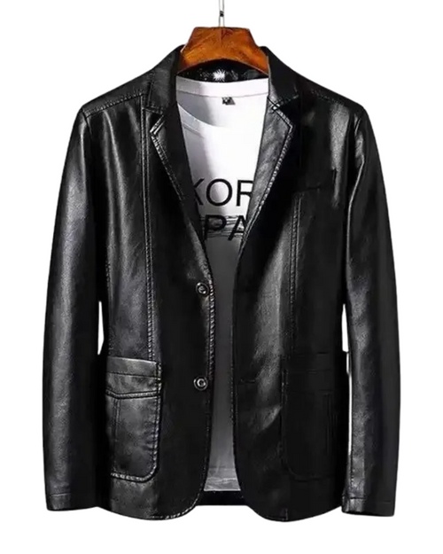 Blazer effet cuir à revers crantés