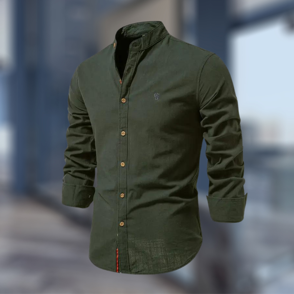 Chemise unie à col officier