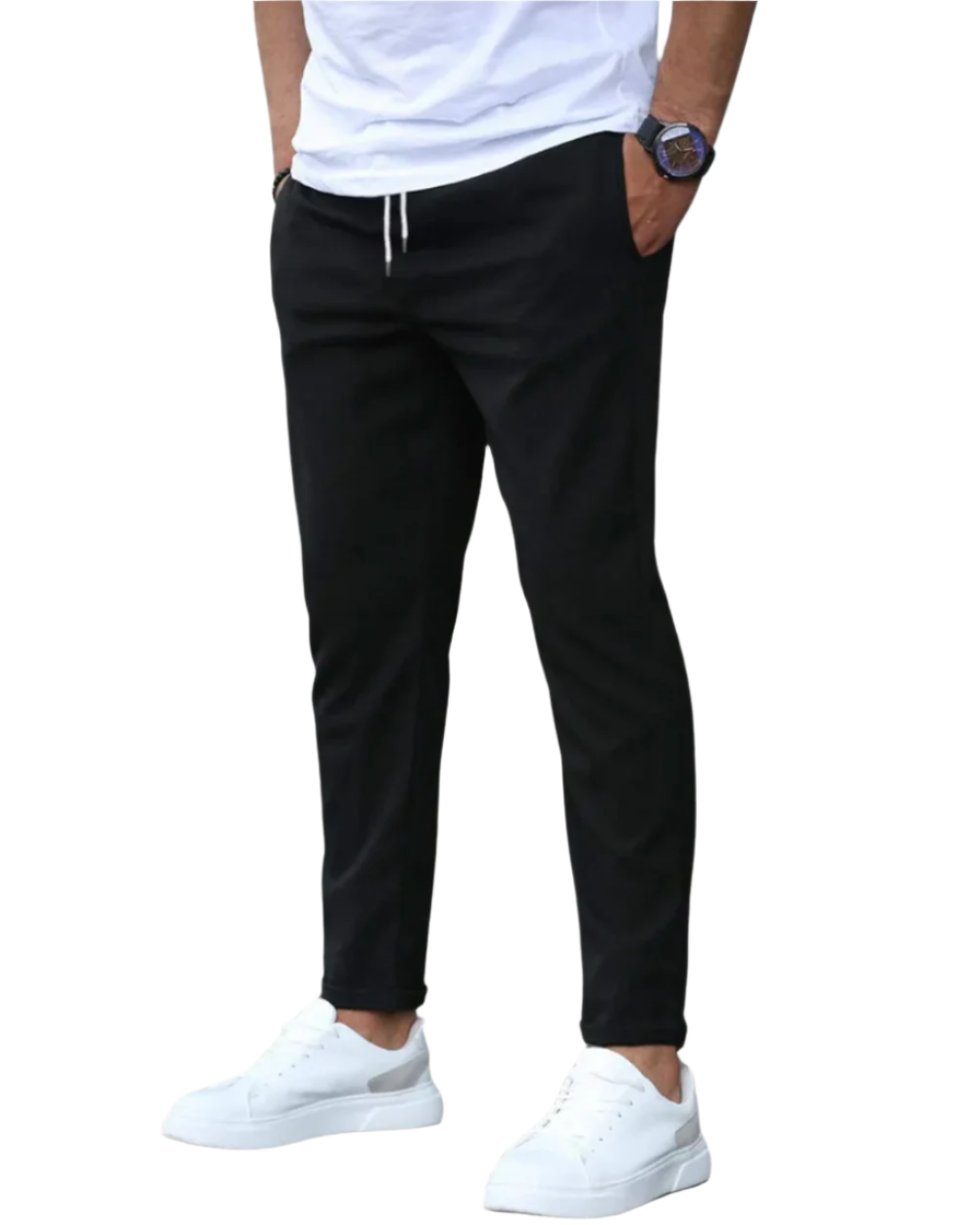 Pantalon ajusté en toile stretch