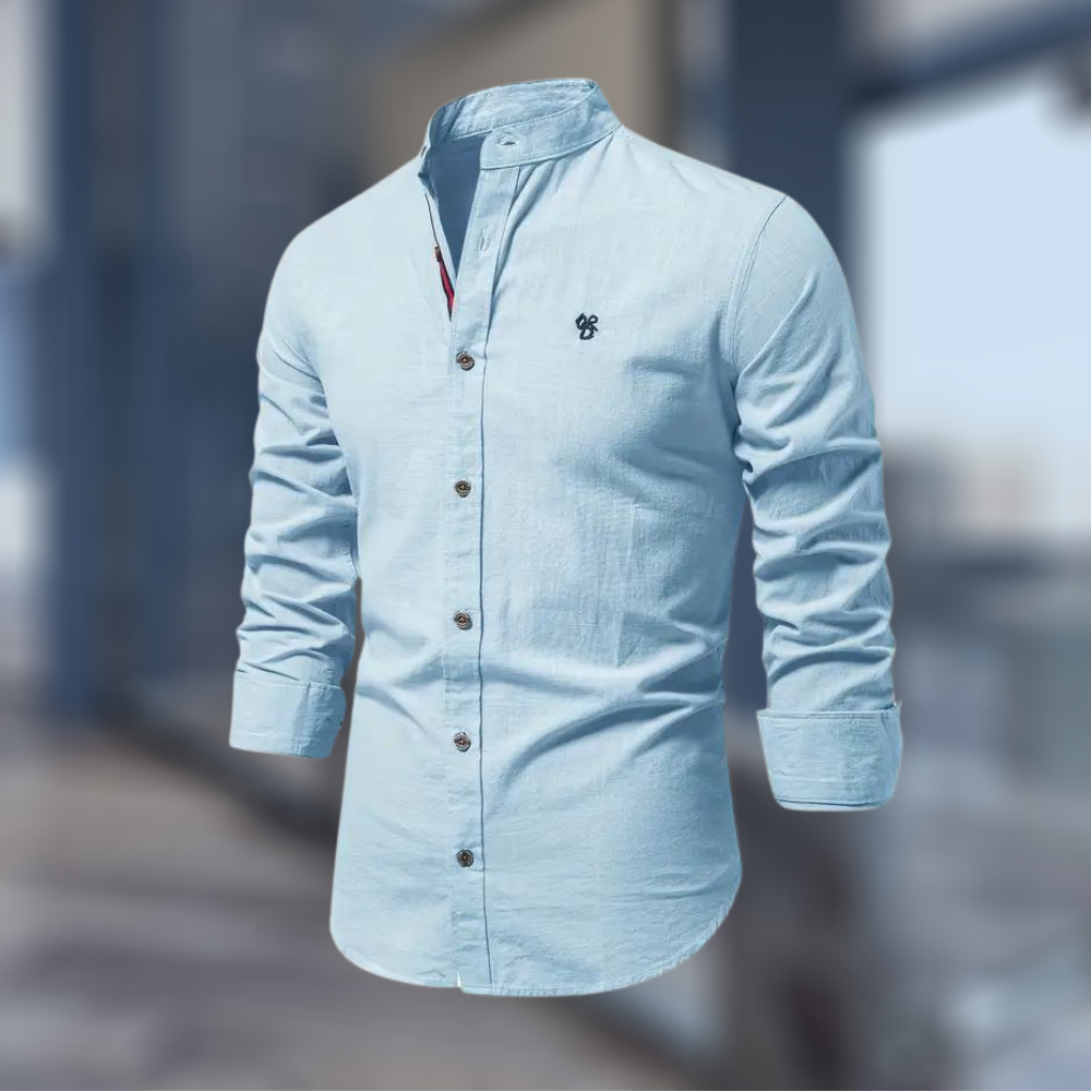 Chemise unie à col officier