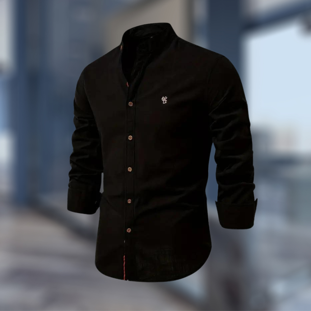 Chemise unie à col officier