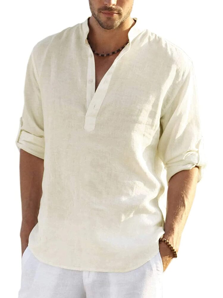 Chemise aspect lin col tunisien