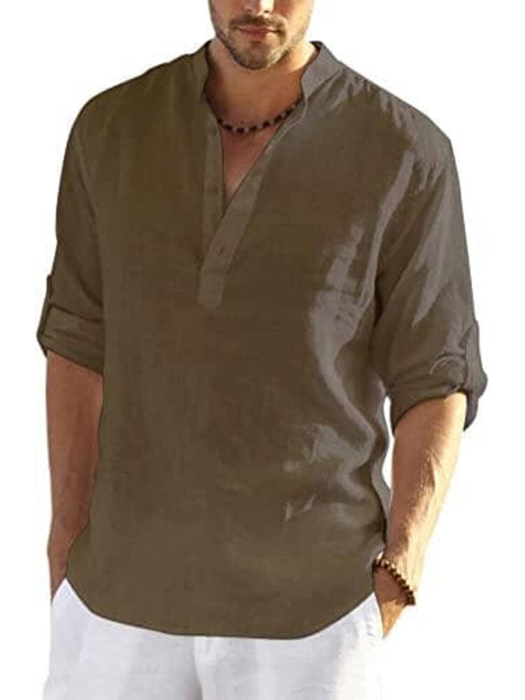 Chemise aspect lin col tunisien
