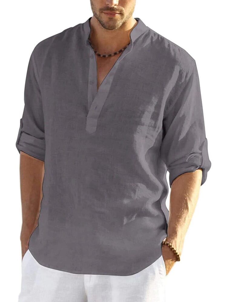 Chemise aspect lin col tunisien