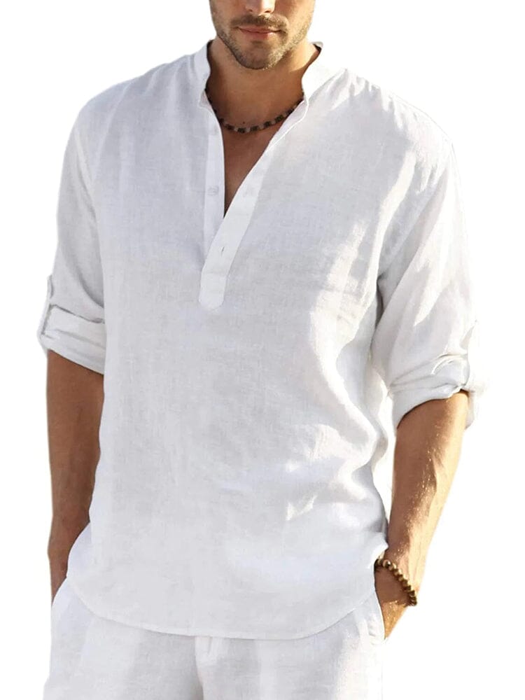 Chemise aspect lin col tunisien