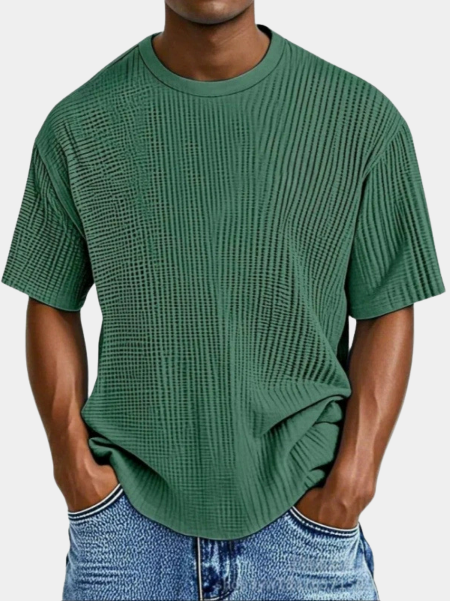 T-shirt col rond maille gaufrée