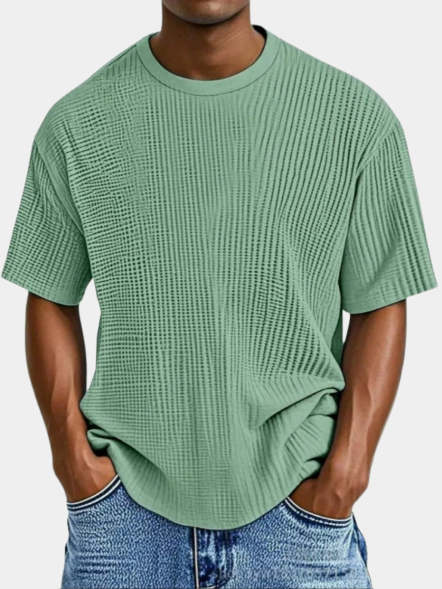 T-shirt col rond maille gaufrée