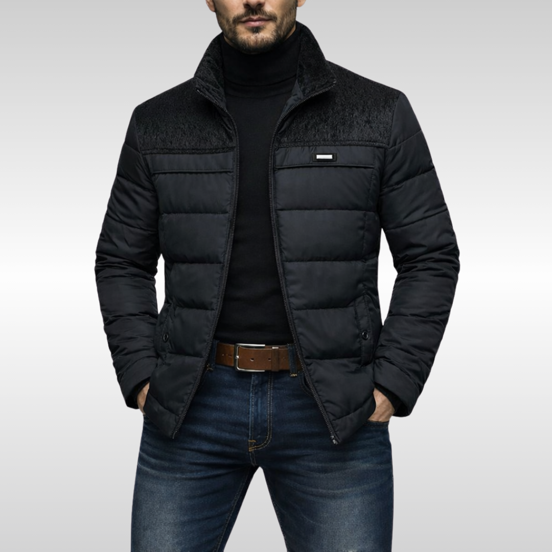 Veste matelassée à col montant bleue