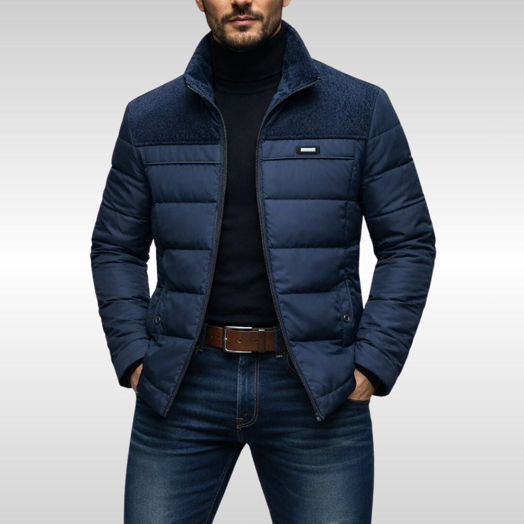 Veste matelassée à col montant bleue