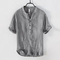Chemise en lin col henley manches courtes au chic discret homme – Nice-Cimiez