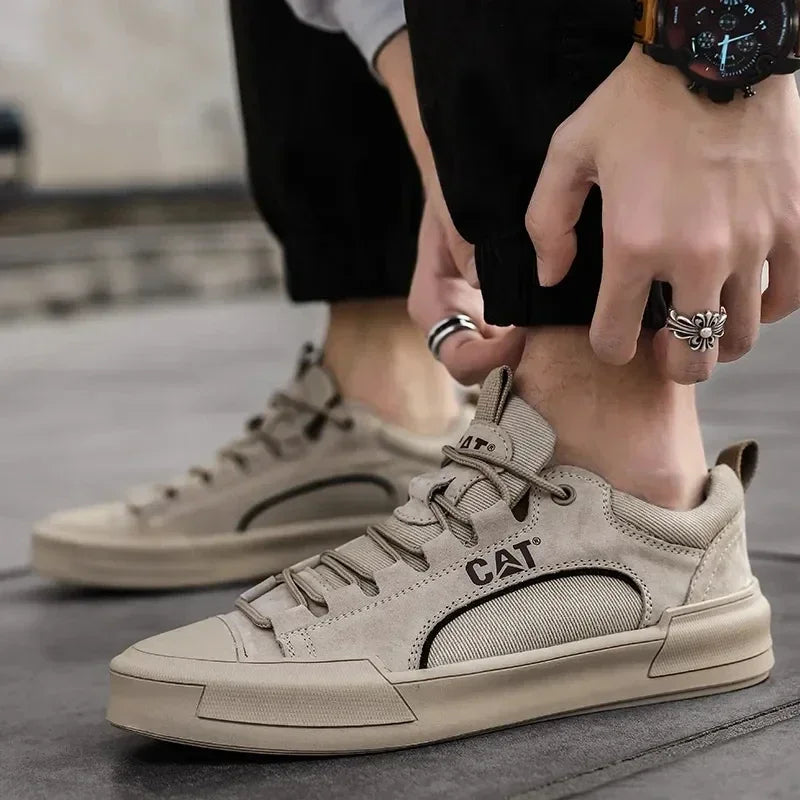 Baskets effet cuir lisse