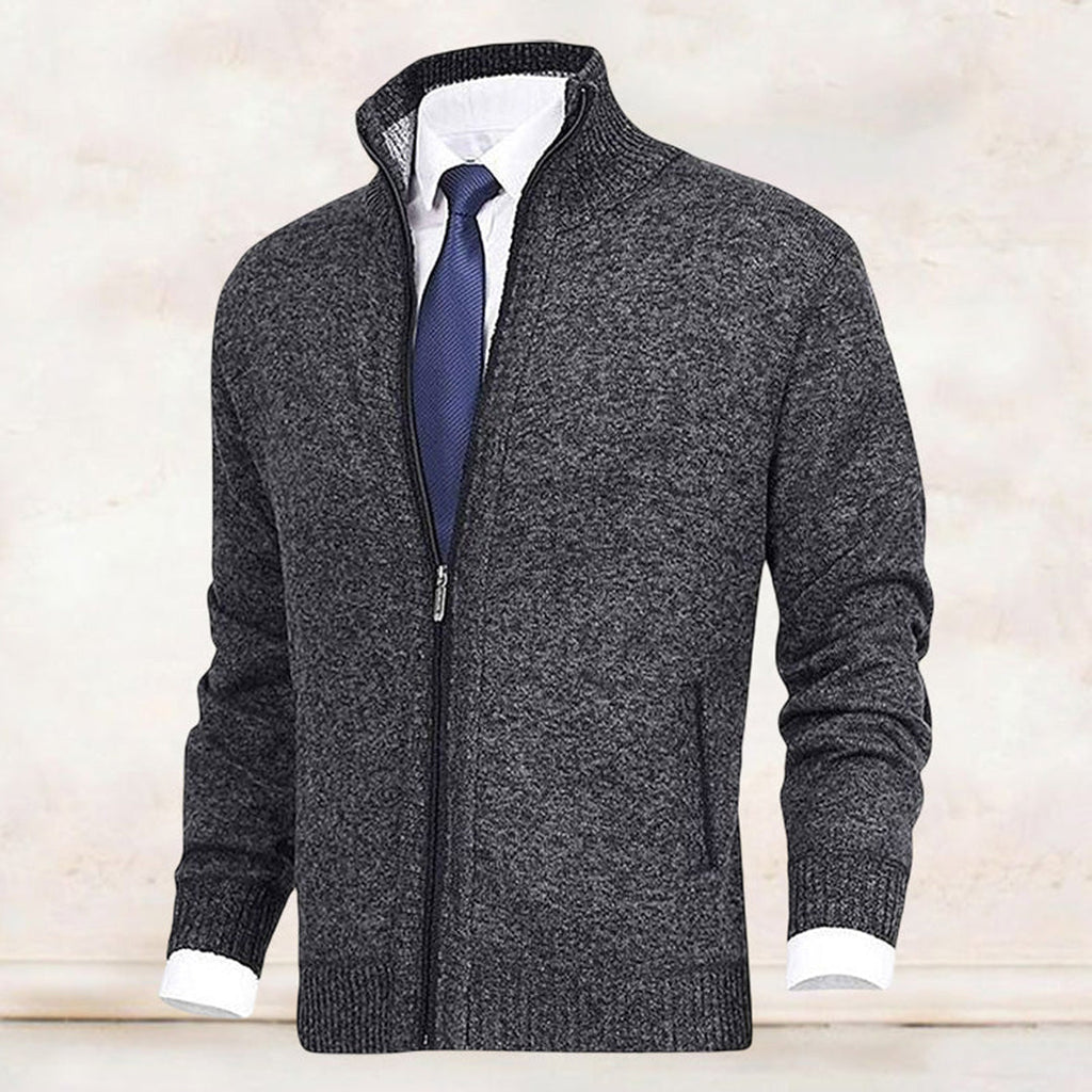 Cardigan chaud en maille boutonné coupe confortable col V homme – Binic