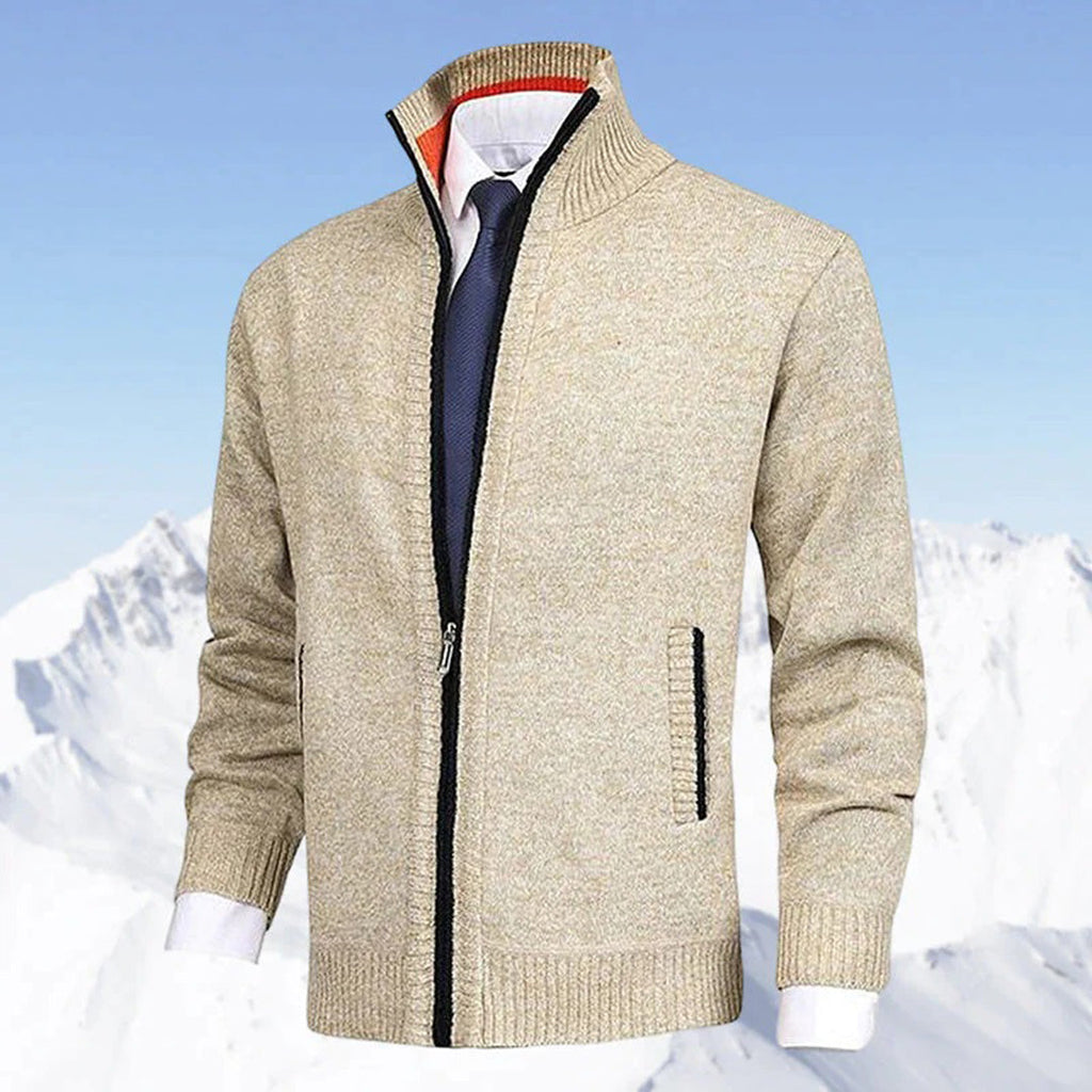 Cardigan chaud en maille boutonné coupe confortable col V homme – Binic