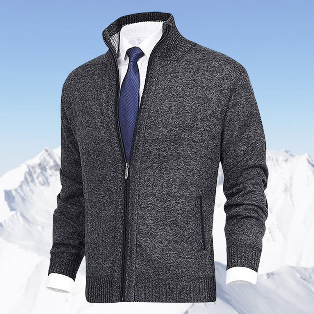 Cardigan chaud en maille boutonné coupe confortable col V homme – Binic
