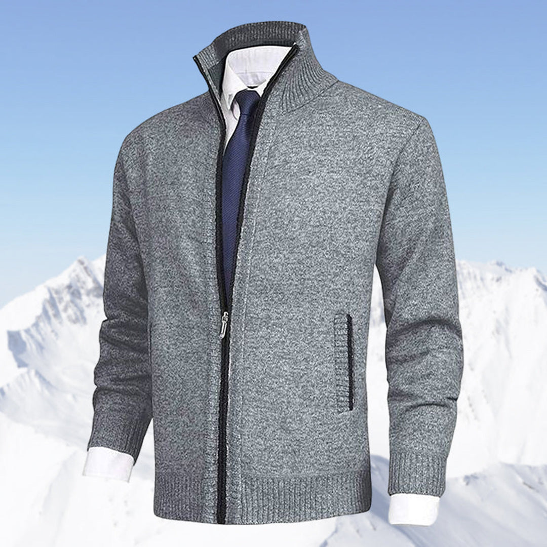 Cardigan chaud en maille boutonné coupe confortable col V homme – Binic