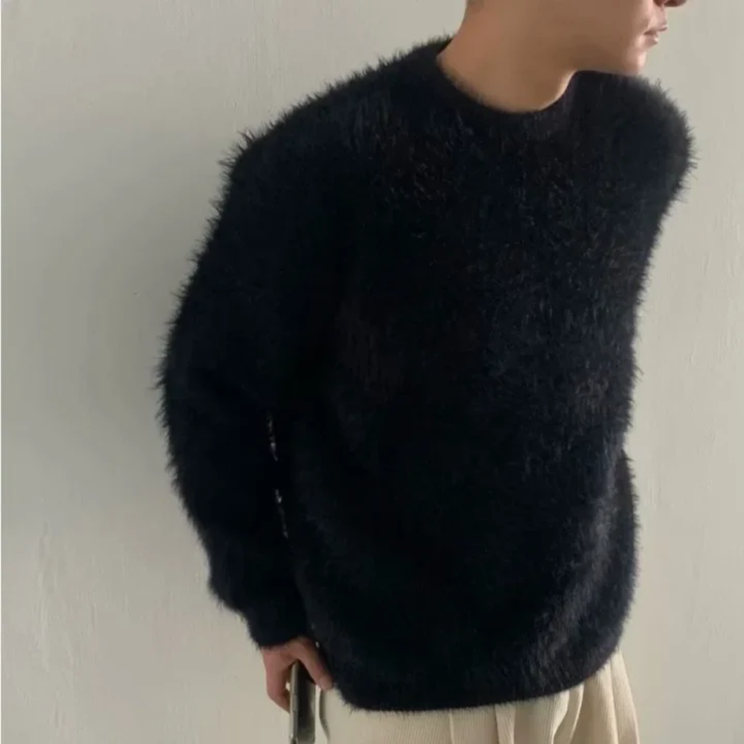 Pull doux et chaud col rond texture duveteuse homme – Chitenay