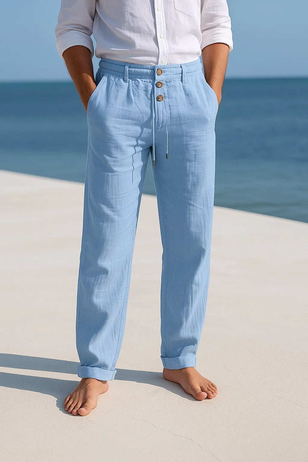 Pantalon d'été en lin léger coupe fluide et taille confortable homme – Audierne