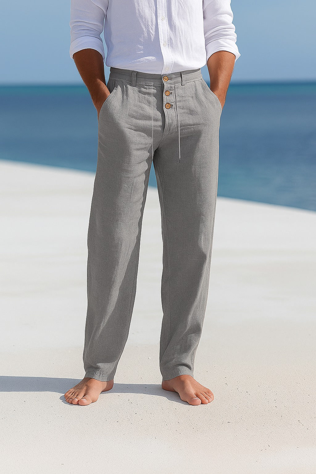 Pantalon d'été en lin léger coupe fluide et taille confortable homme – Audierne