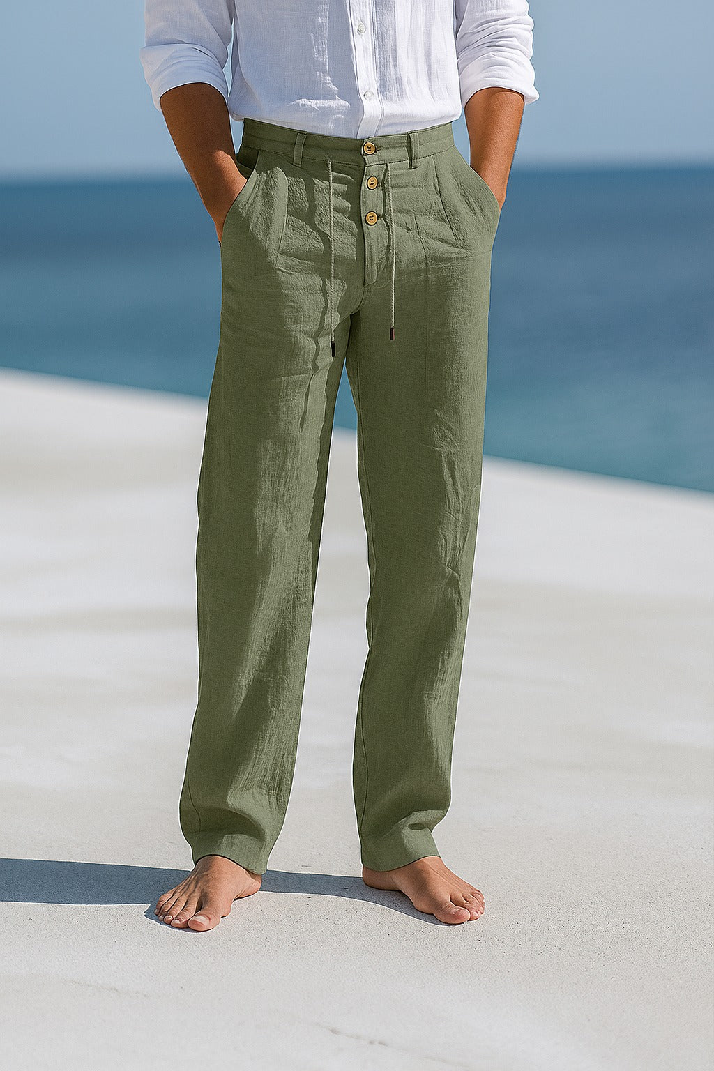 Pantalon d'été en lin léger coupe fluide et taille confortable homme – Audierne
