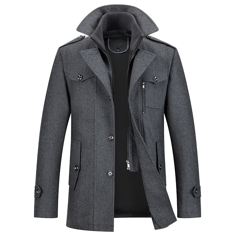 Manteau mi-long aspect lainage à col montant