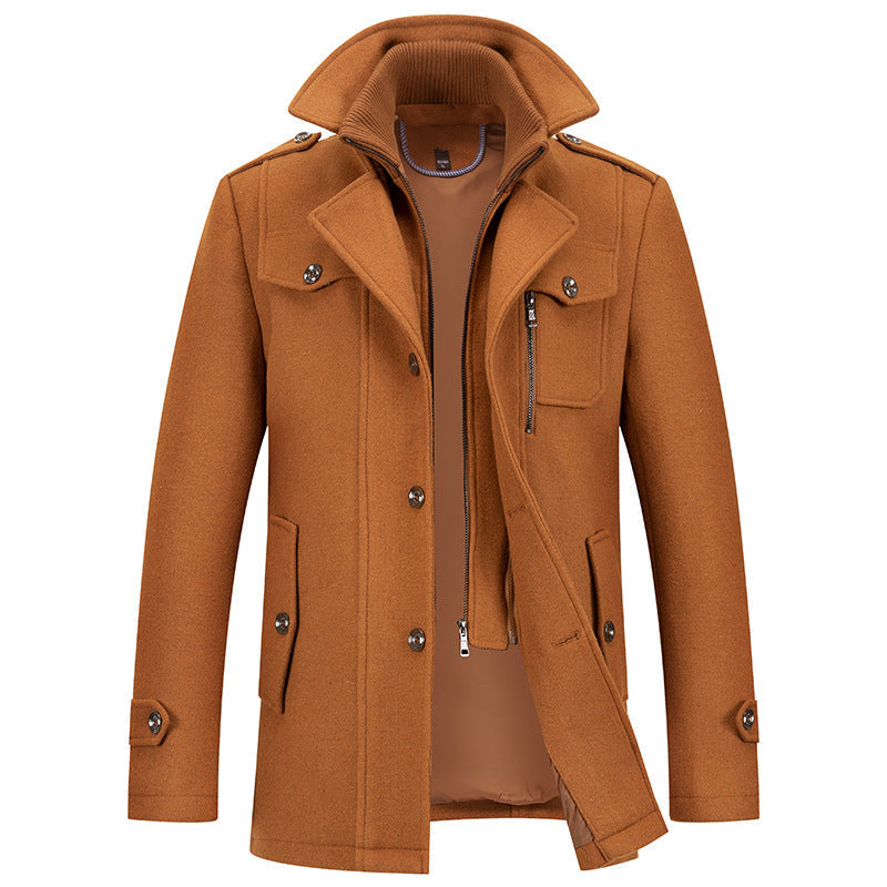 Manteau mi-long aspect lainage à col montant