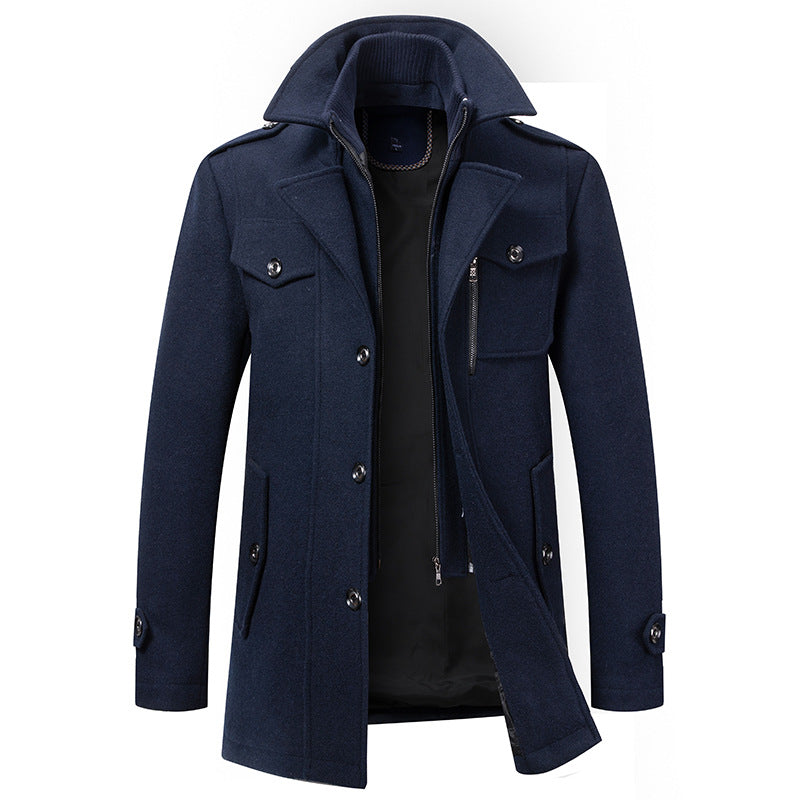 Manteau mi-long aspect lainage à col montant