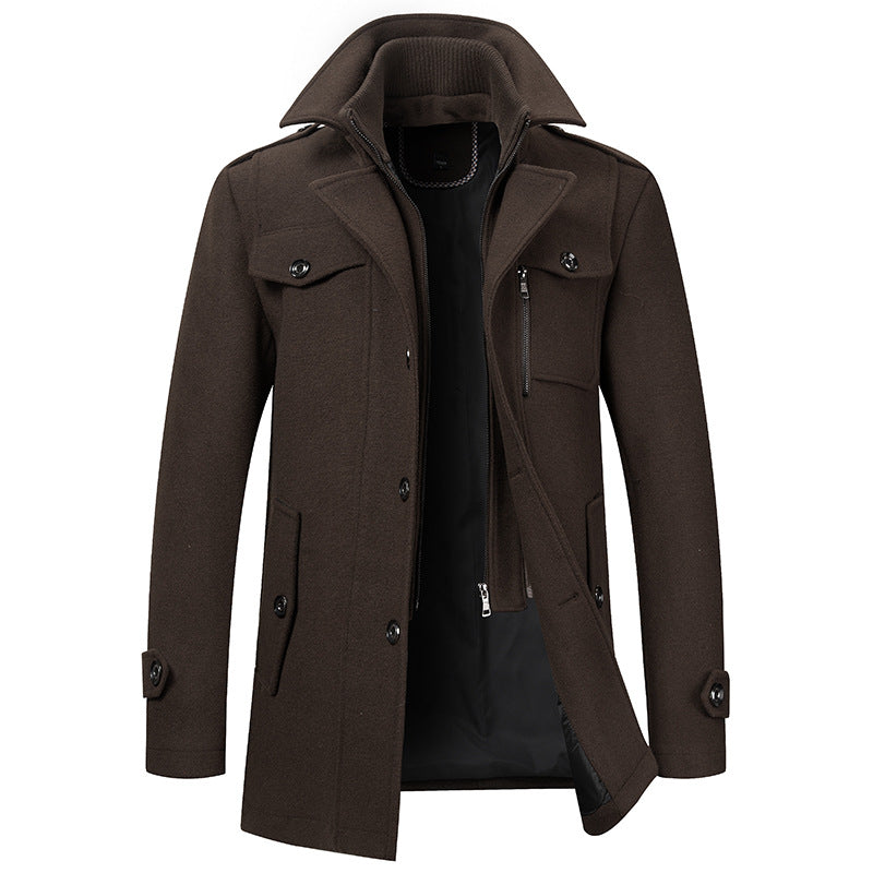 Manteau mi-long aspect lainage à col montant