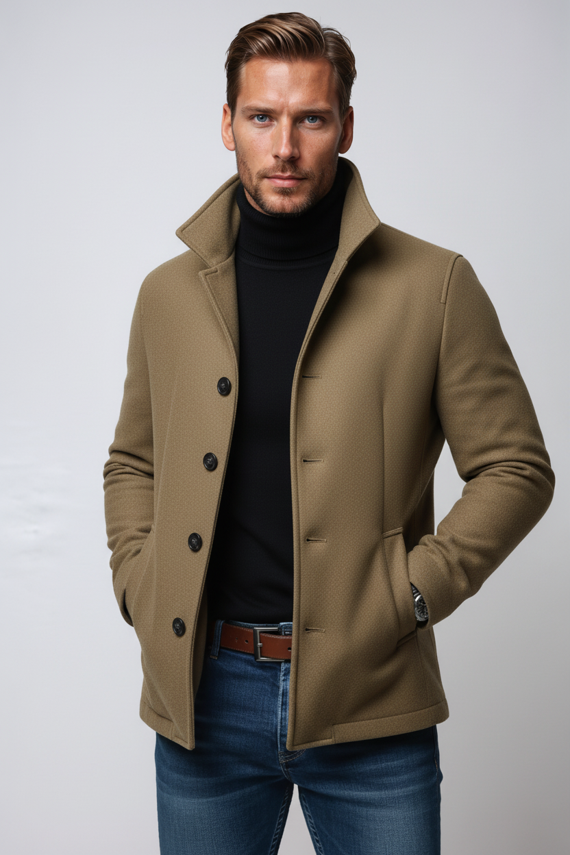 Veste d'hiver aspect lainage col montant