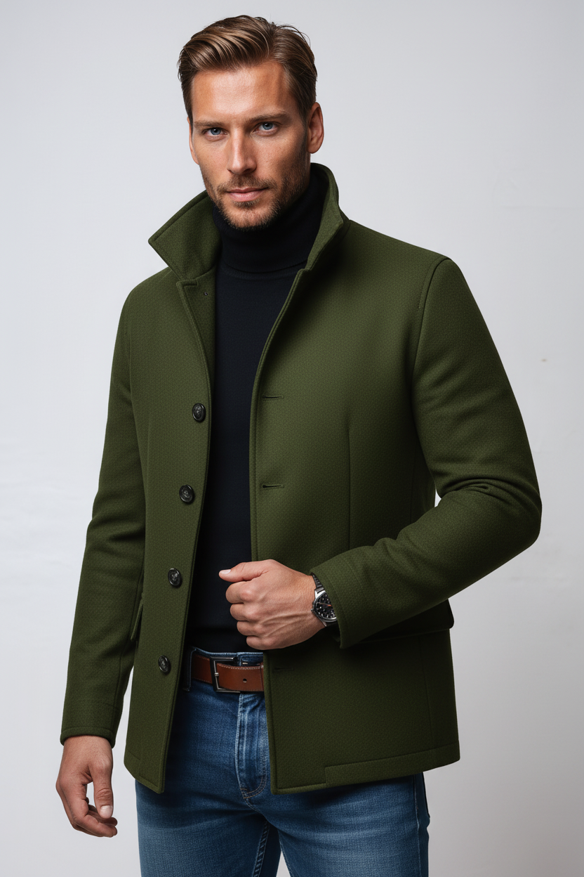 Veste d'hiver aspect lainage col montant